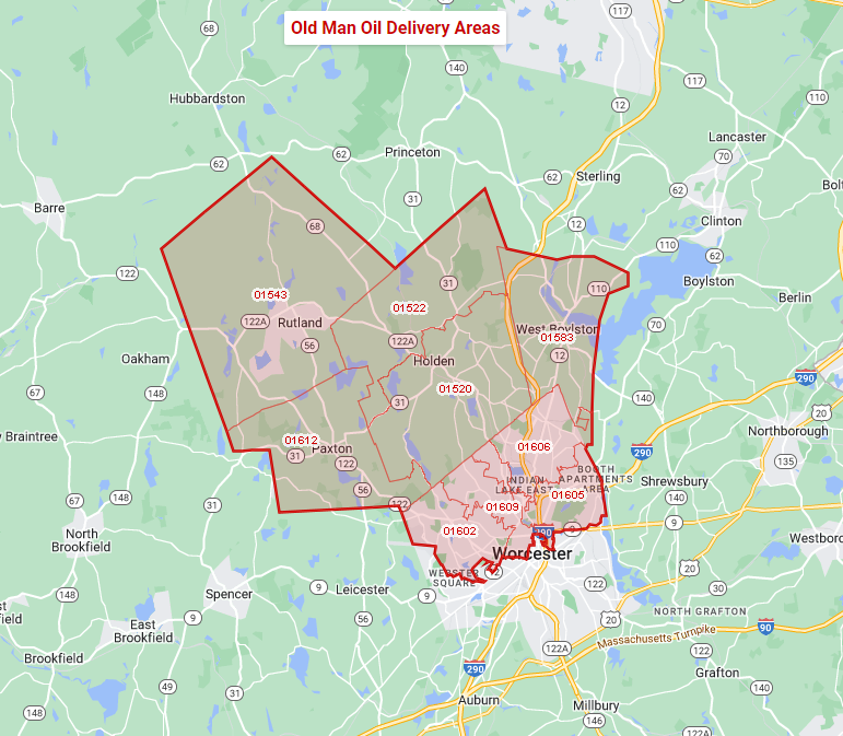 Old Man Oil Delivery Area Map